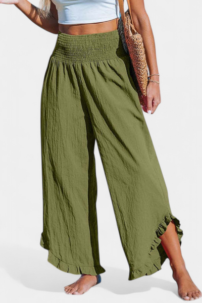 Justina Pantalones Palazzo de Cintura Alta con Volantes