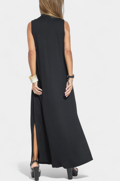 Vestido Maxi Sin Mangas Felisa en Color Sólido con Silueta Elegante