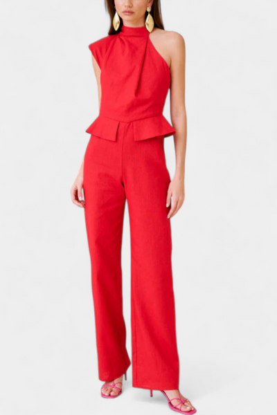 Nerida Asymmetrical Long Dress in Linen and Cotton