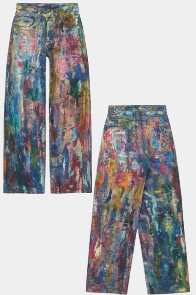 Rana Jeans de Pierna Ancha con Diseño Artístico