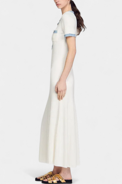 Vestido Midi de Punto Alexia con Detalles de Ribete
