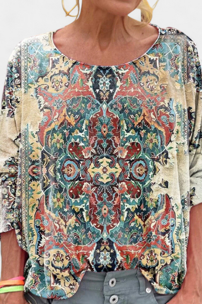Blusa Holgada Omari con Estampado Bohemio Retro