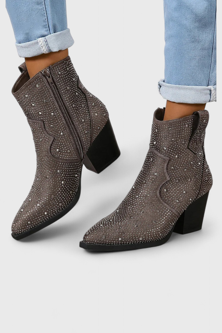 Berenice Botas Chic con Detalles en Patchwork y Cremallera Lateral