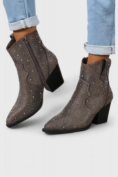 Berenice Botas Chic con Detalles en Patchwork y Cremallera Lateral