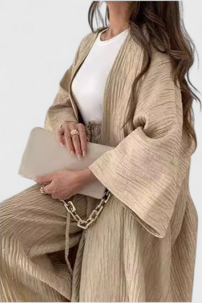 Caspian Conjunto de Dos Piezas con Kimono Largo y Estilo Relajado