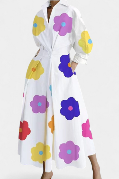 Miriam Vestido Maxi Retro de Manga Larga