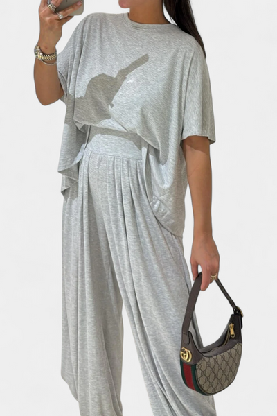 Conjunto Casual Trista: Top Suave y Pantalones de Pierna Ancha