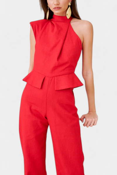 Nerida Asymmetrical Long Dress in Linen and Cotton