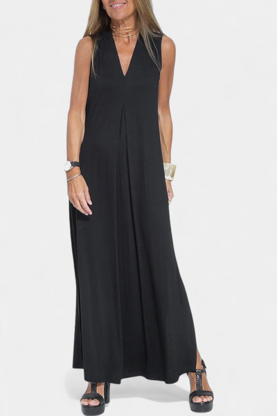 Vestido Maxi Sin Mangas Felisa en Color Sólido con Silueta Elegante