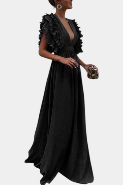 Vestido Maxi Elegante Lucera con Mangas Fluidas