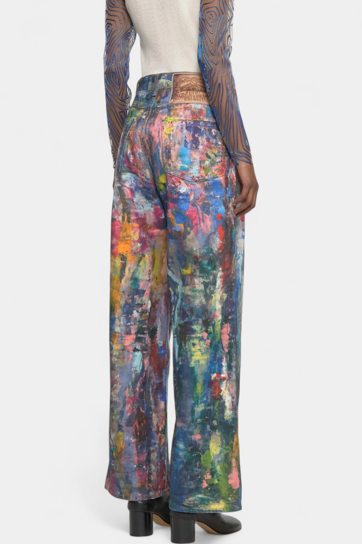 Rana Jeans de Pierna Ancha con Diseño Artístico