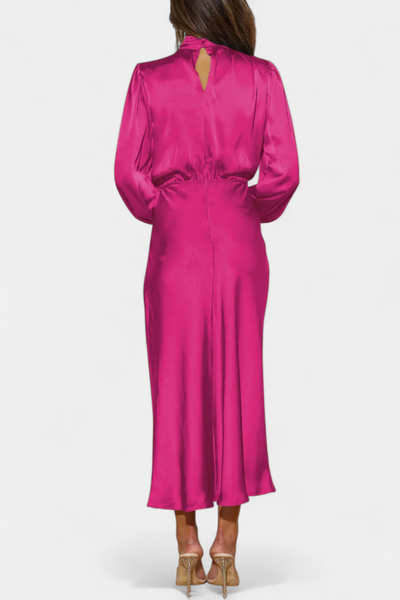 Cecila Maxi Dress with High Neck and Floral Detail