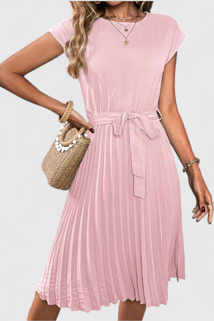 Vestido Midi Elegante Luxie de Tejido Ligero y Corte Suelto