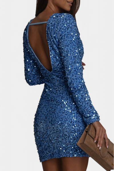 Vestido Largo de Fiesta Adèle con Espalda Abierta y Brillo Invernal
