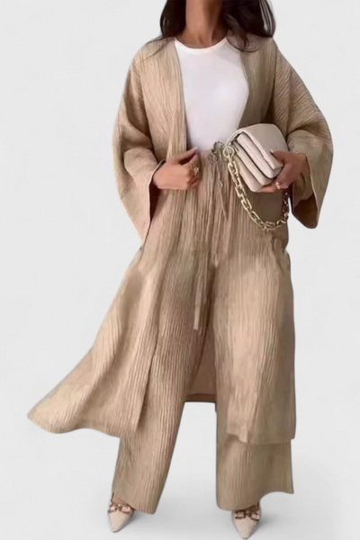 Caspian Conjunto de Dos Piezas con Kimono Largo y Estilo Relajado