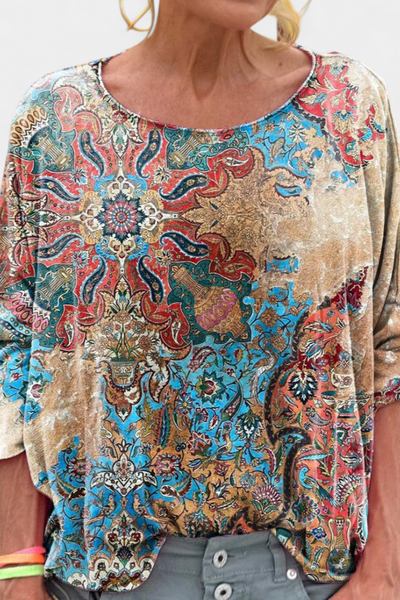 Blusa Holgada Omari con Estampado Bohemio Retro