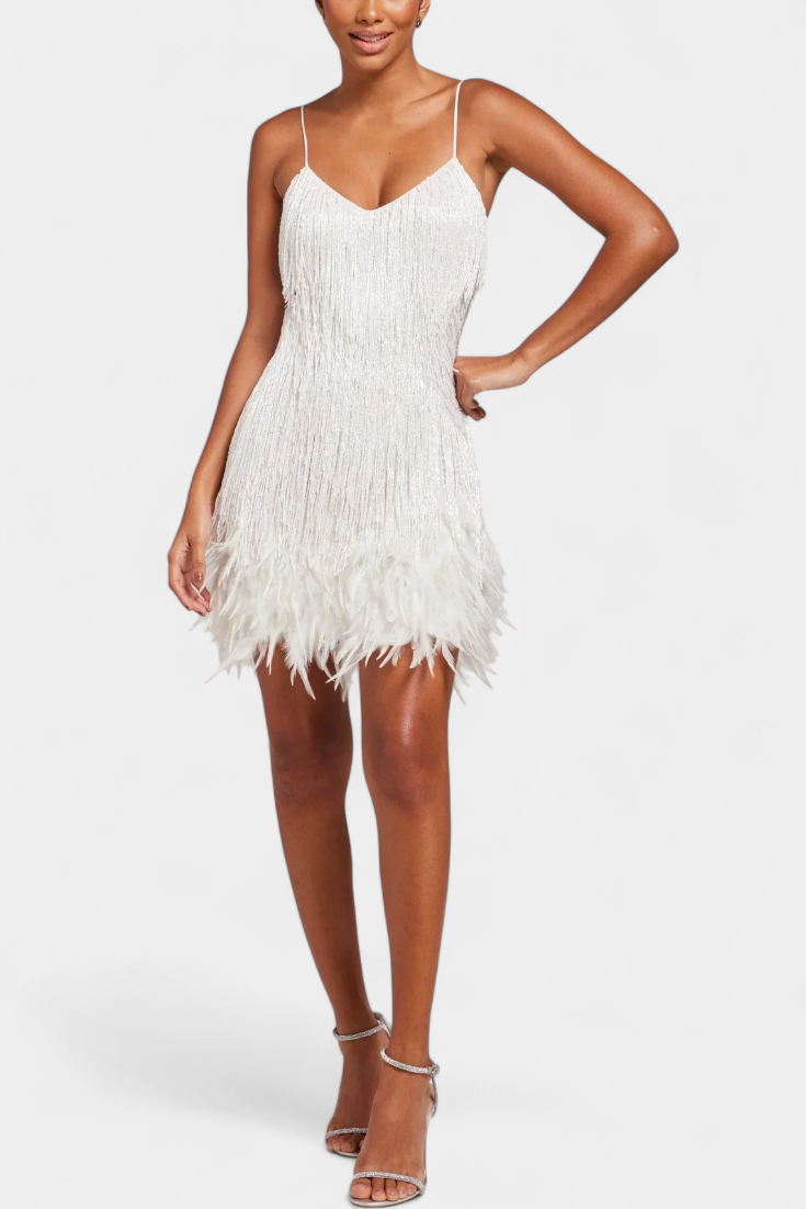 Sheril Mini Vestido con Plumas