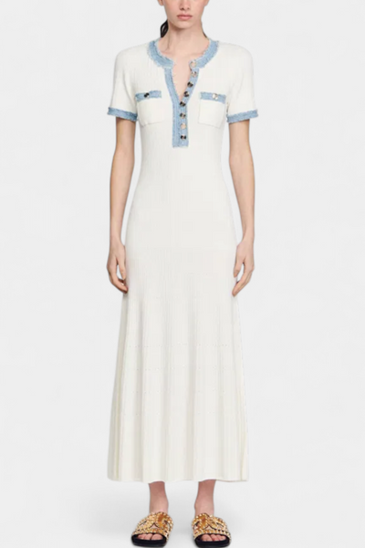Vestido Midi de Punto Alexia con Detalles de Ribete
