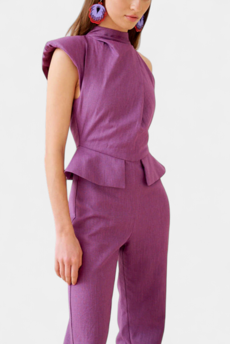 Nerida Asymmetrical Long Dress in Linen and Cotton