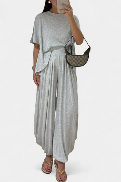 Conjunto Casual Trista: Top Suave y Pantalones de Pierna Ancha