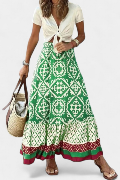 Ethel Maxi Dress with Ruffled Print