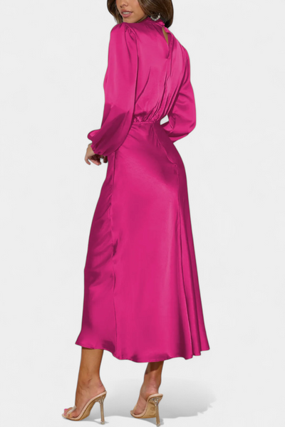 Cecila Maxi Dress with High Neck and Floral Detail
