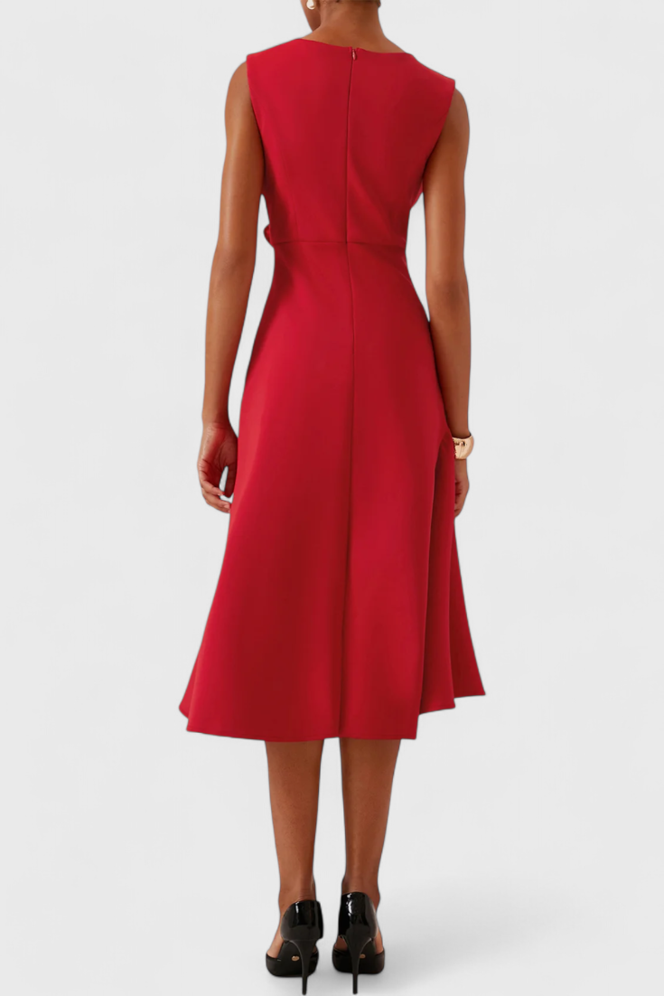 Vestido Midi Asimétrico Claudia con Drapeado Chic