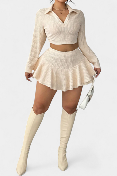 Conjunto Daline: Top Largo y Falda Mini con Fruncido