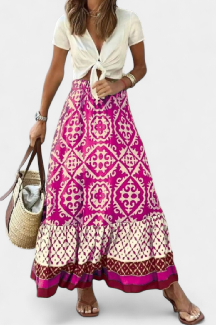 Ethel Maxi Dress with Ruffled Print