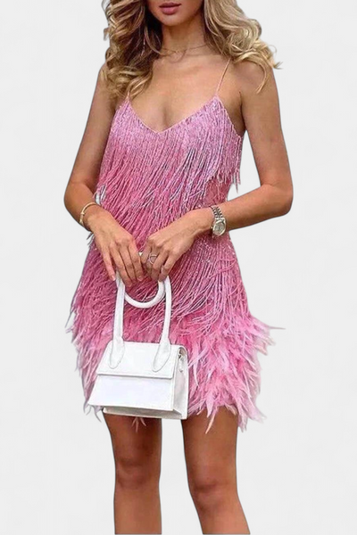 Sheril Mini Vestido con Plumas