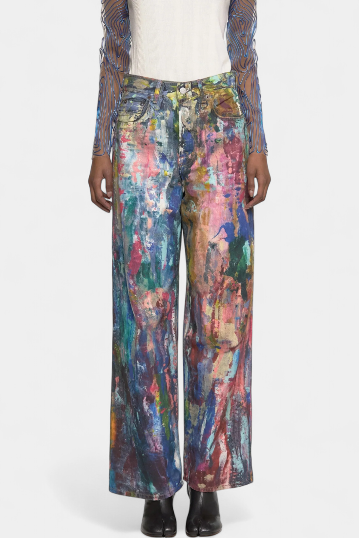Rana Jeans de Pierna Ancha con Diseño Artístico