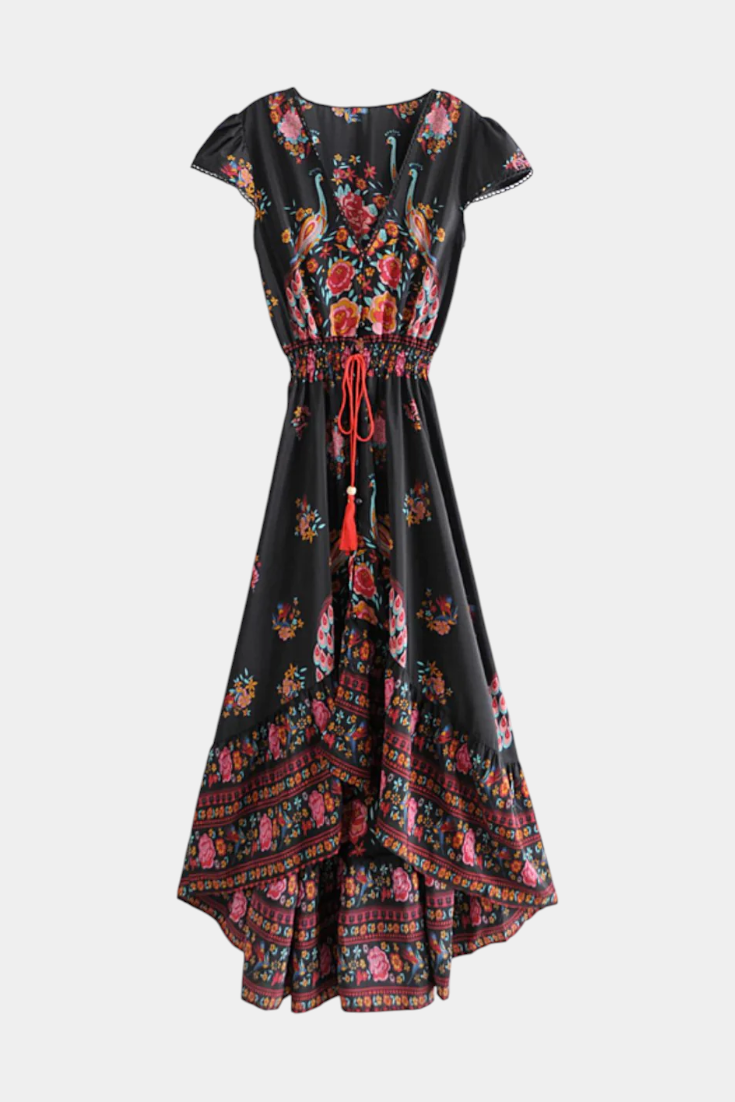 Chiara Vestido Boho Chic Floral con Cintura Ajustable