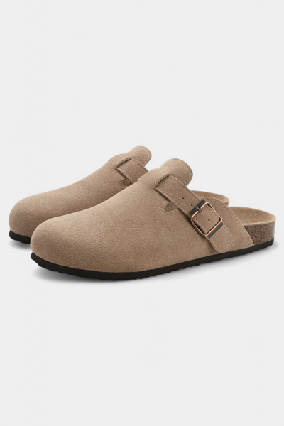 Aubree Unisex Suede Clogs with Adjustable Buckle