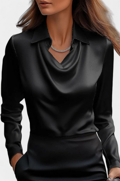 Dilnaz Blusa Satinada con Escote en V