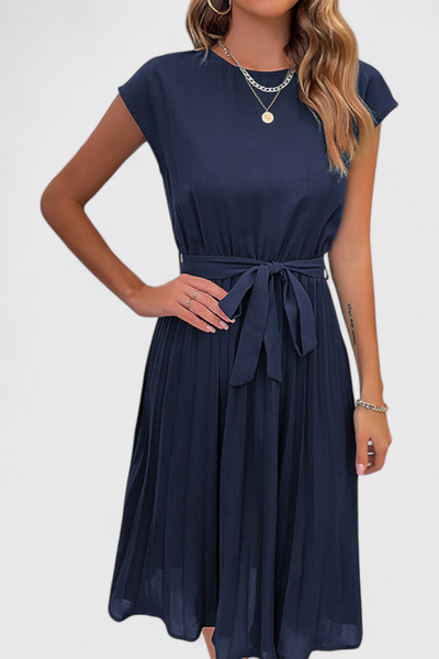 Vestido Midi Elegante Luxie de Tejido Ligero y Corte Suelto