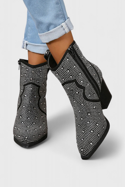 Berenice Botas Chic con Detalles en Patchwork y Cremallera Lateral