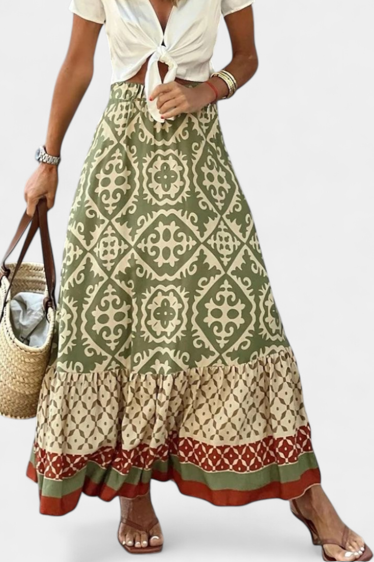 Ethel Maxi Dress with Ruffled Print