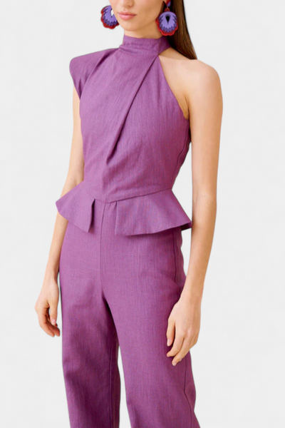 Nerida Asymmetrical Long Dress in Linen and Cotton