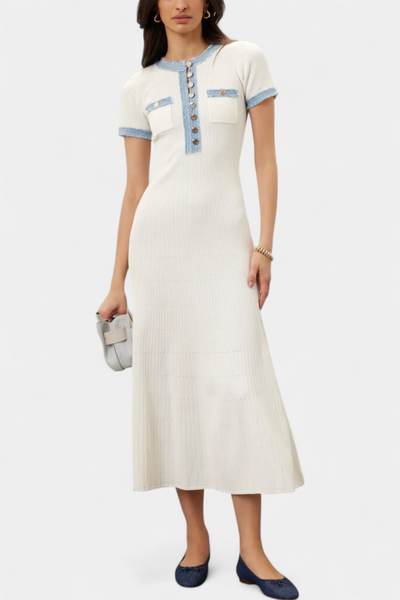Vestido Midi de Punto Alexia con Detalles de Ribete