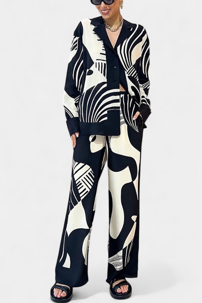 Basilisa Conjunto de Pantalón Ancho con Estampado de Graffiti