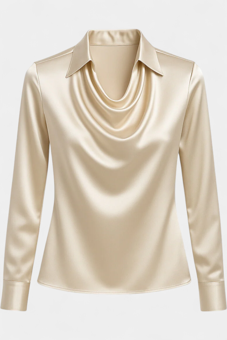 Dilnaz Blusa Satinada con Escote en V