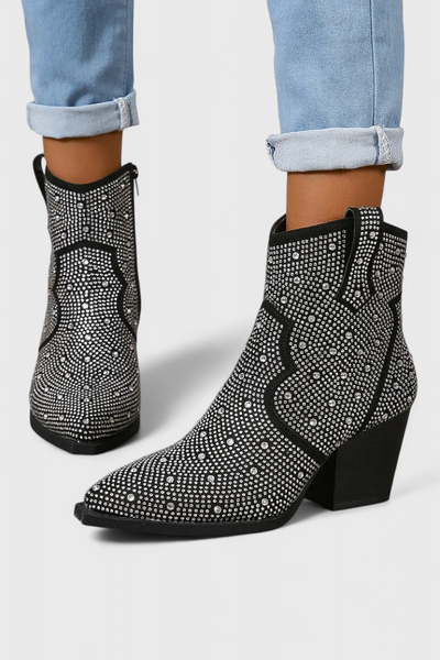 Berenice Botas Chic con Detalles en Patchwork y Cremallera Lateral