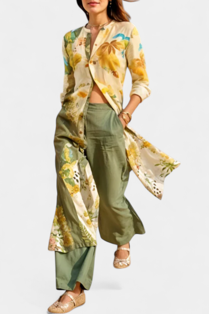 Conjunto de Lino Melvina con Diseño Clásico y Atemporal