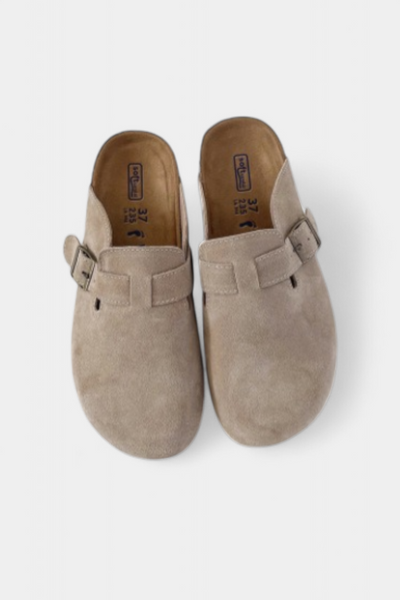 Aubree Unisex Suede Clogs with Adjustable Buckle