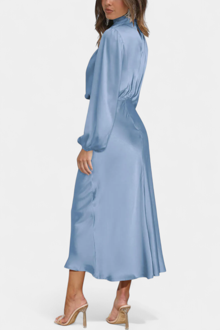 Cecila Maxi Dress with High Neck and Floral Detail