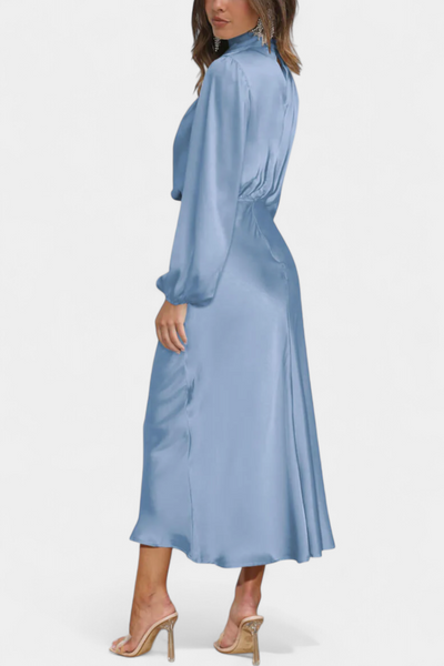 Cecila Maxi Dress with High Neck and Floral Detail