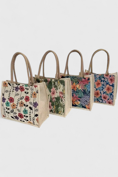 Bolsa de Yute Ecológica con Estampado Floral
