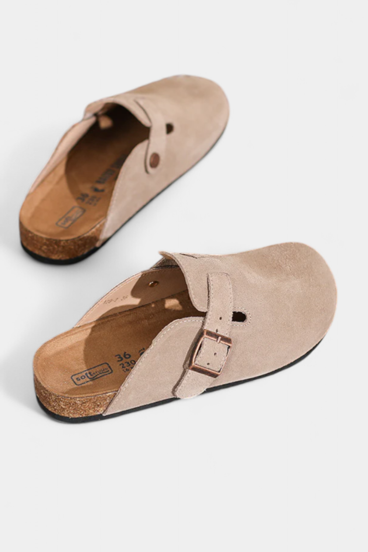 Aubree Unisex Suede Clogs with Adjustable Buckle