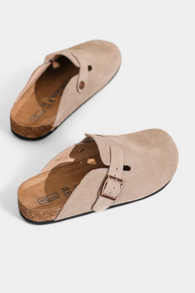 Aubree Unisex Suede Clogs with Adjustable Buckle