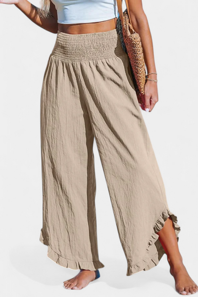 Justina Pantalones Palazzo de Cintura Alta con Volantes